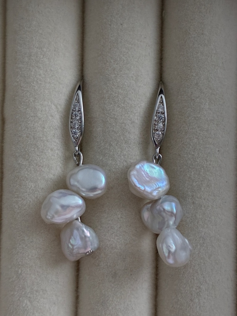 Baroque Pearl Drop Earrings with Sterling Silver Hooks